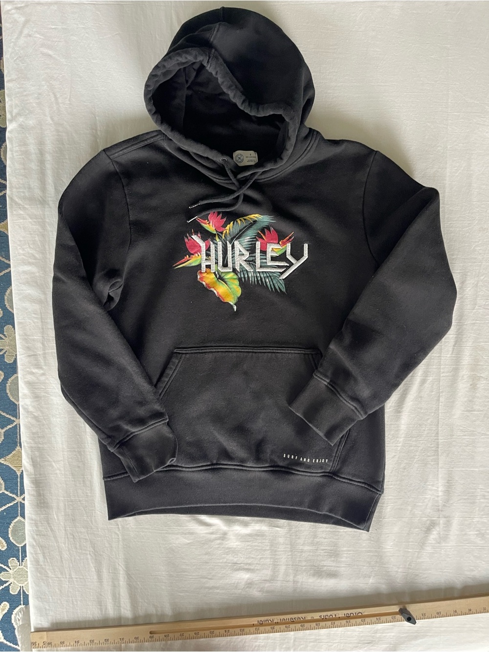 Hurley Kids Black Hoodie with Tropical Floral Logo